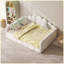 Lit de jour rembourré grand format, lit de jour à dossier en coquillage avec tiroir de rangement, beige