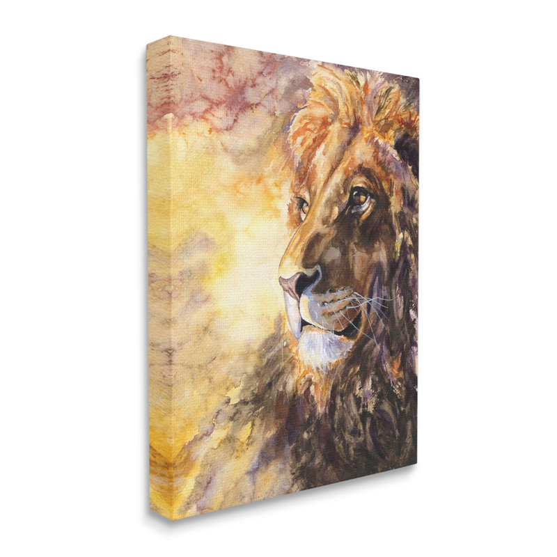 «Regal Lion Mane Safari Animal King» par George Dyachenko - peinture sur toile, H 40 po x l 30 po, Toile tendue