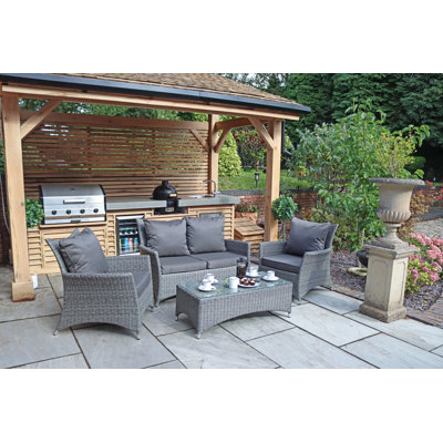 PARIS 4 Seater 4pc Lounging Coffee Set 2 Seater sofa, 2 armchairs with Coffee Table including Cushions