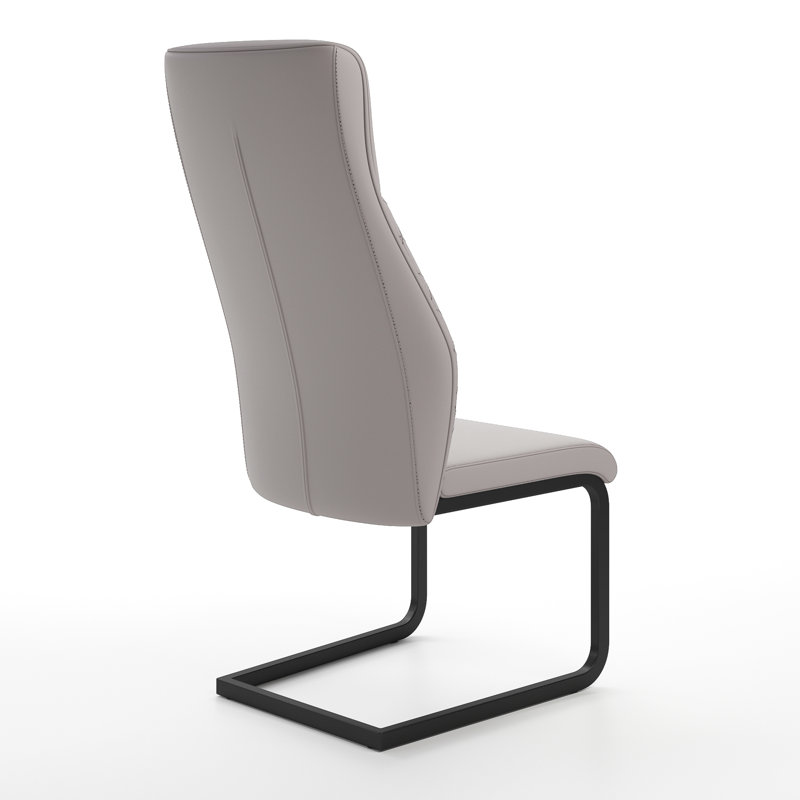 Lynasia Faux Leather Side Chair, Black, Taupe