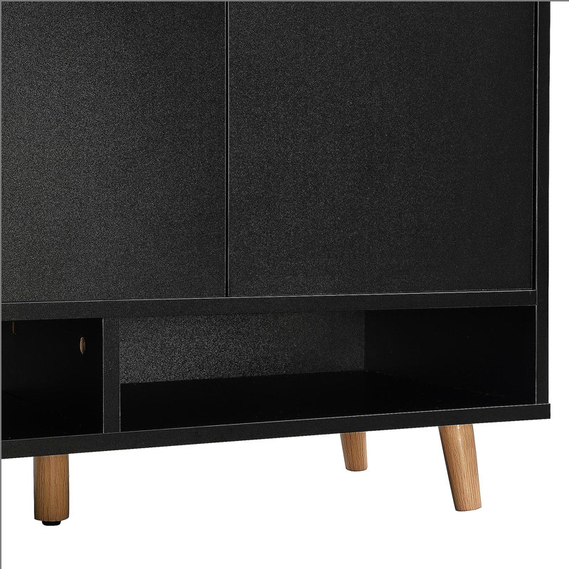 Range-chaussures avec tablettes réglables, organisateur de maison minimaliste avec pieds en bois massif, buffet de rangement pour le vestibule, salon
