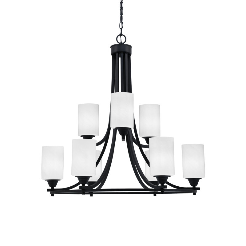 Paramount 9 Light Uplight Chandelier, Gray