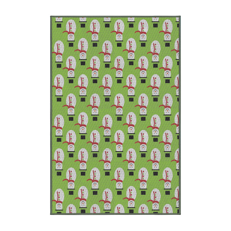 Tapis orange/bleu/zone jaune à motifs, Rectangle 4 pi x 6 pi