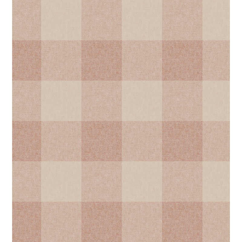 Villa Dalarö II Gingham Wallpaper Roll, Terracotta
