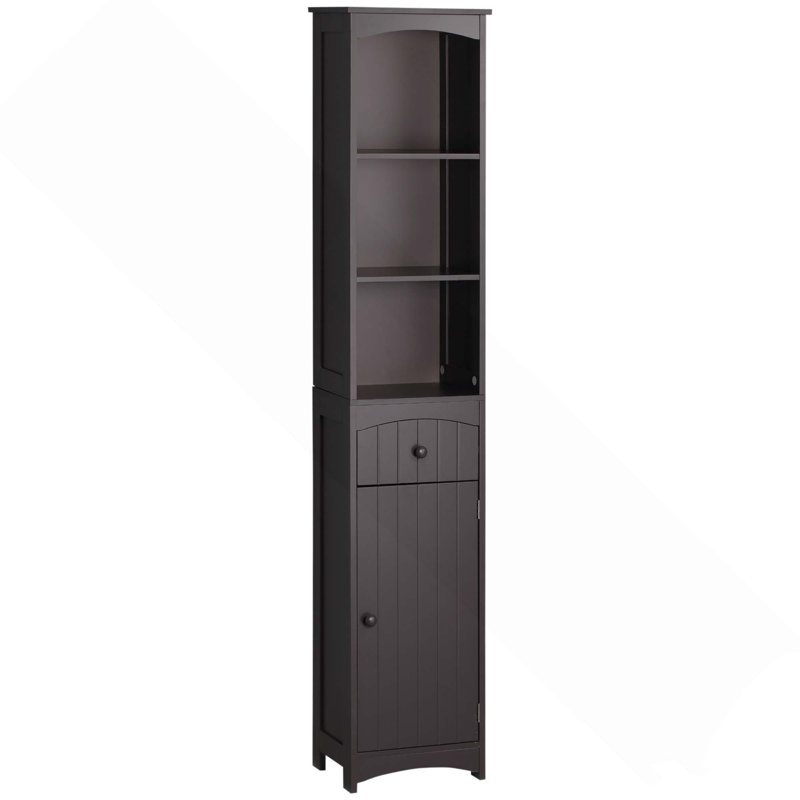 Armoire de rangement autoportante pour salle de bain avec tablettes à 3 niveaux et tiroir