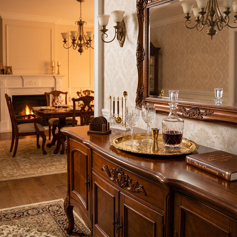 Plateau décoratif ovale à motif floral doré - Plateau de service et de présentation en fer pour la salle de bain, la cuisine et le salon