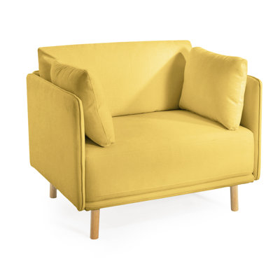 Chaise rembourrée de 39 po de couleur jaune avec pieds et sièges confortables pour le bureau