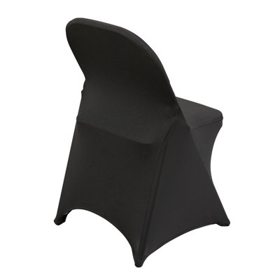 50-Pack Premium Stretch Spandex Folding Chair Covers - Universal Black Slipcovers for Weddings, Banquets & Events