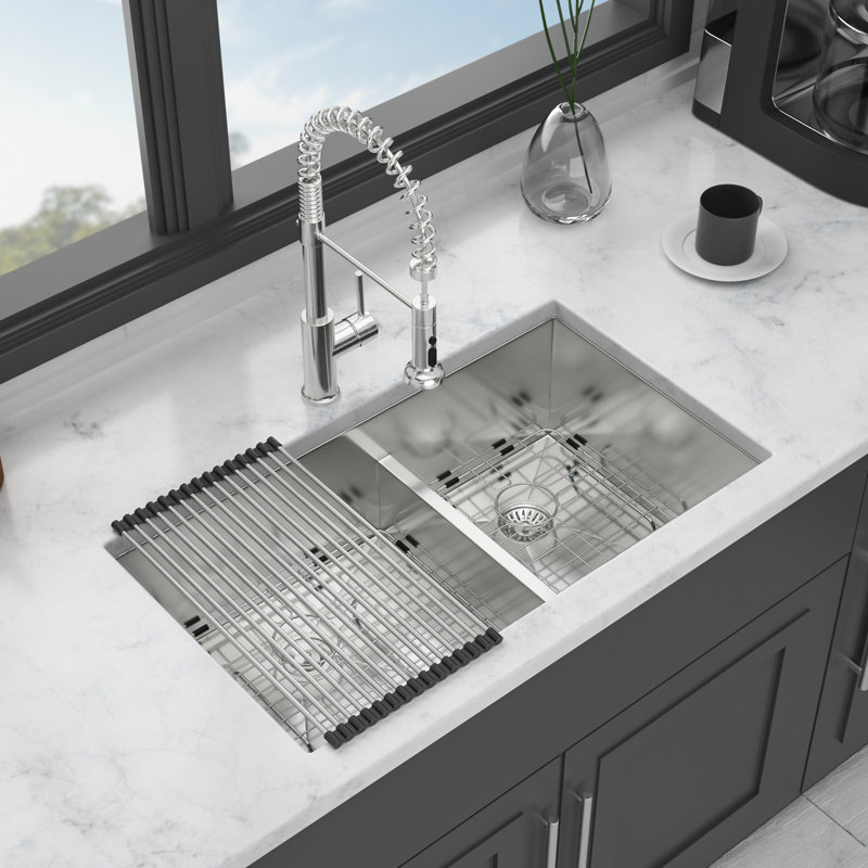 36"X19"X10" Undermount Double Bowl Kitchen Sink - 16 Gauge With Two 10" Deep Basin