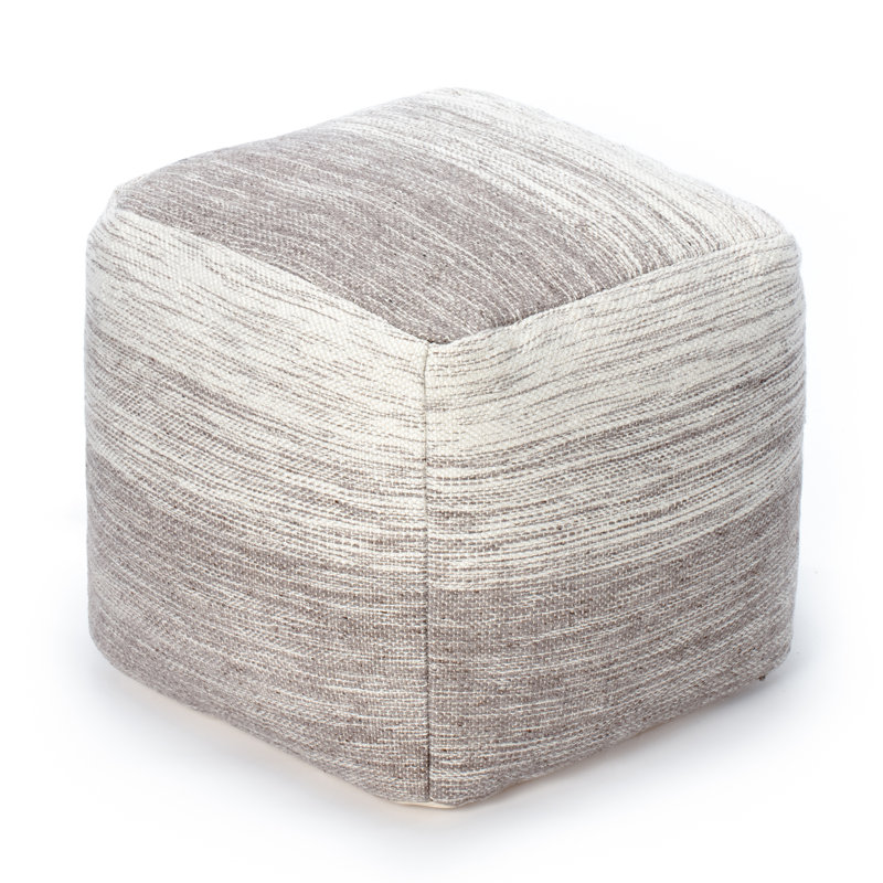 Teagan Upholstered Pouf, Gray Polyester Blend