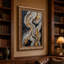 Tableau sur toile à grain de bois ondulé anthracite et résine ambrée-1000928297
