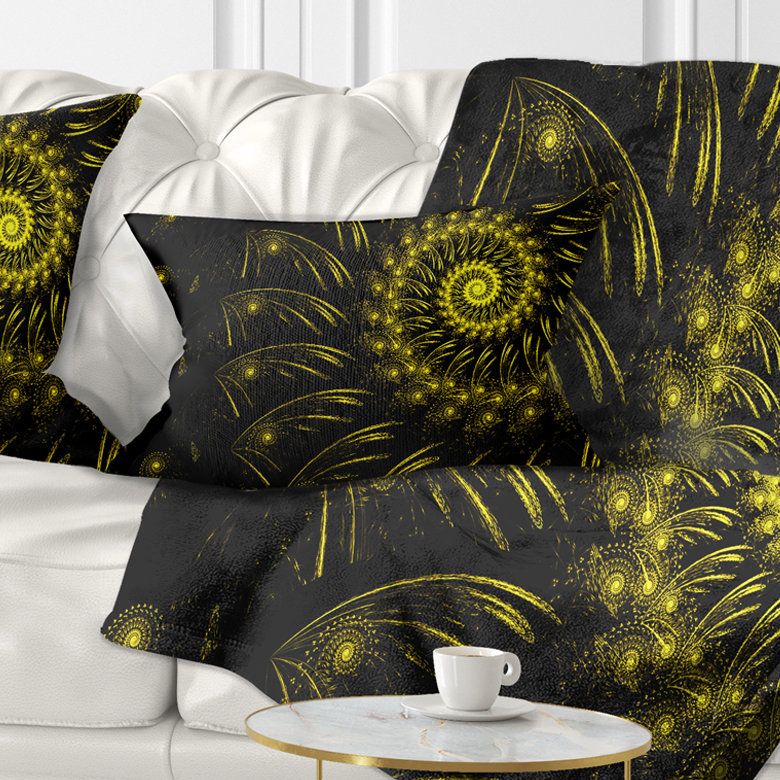 Coussin , Rectangulaire, Jaune, 12 po x 20 po