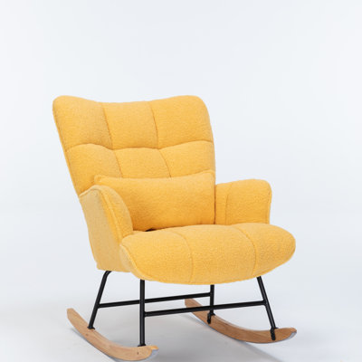Rocking Chair Nursery, Upholstered Glider Rocker With High Backrest, Reading Chair Modern Rocking Accent Chairs Glider Recliner For Living Room(Rockin by Ebern Designs