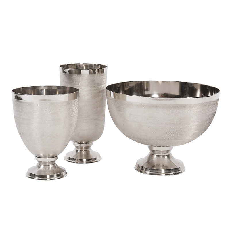 Lipton Handmade Aluminum Table Vase, Silver, 11" H x 8" W x 8" D