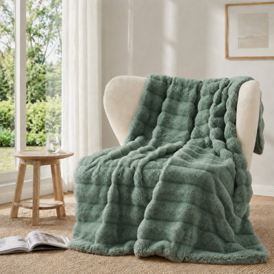 Jeté en fausse fourrure, couverture en fourrure de lapin pour lit, canapé, couverture en peluche vison super doux