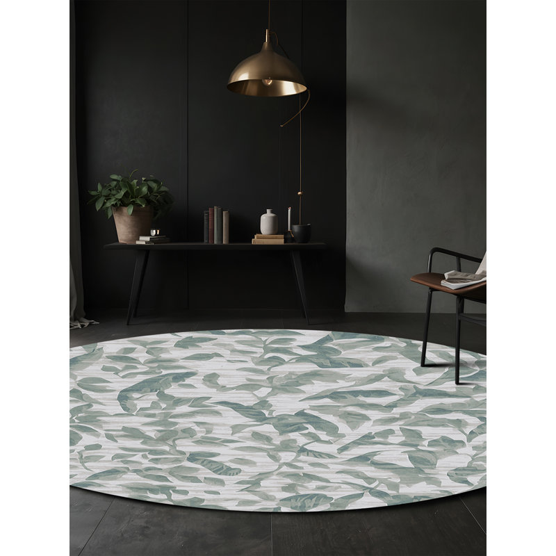 Machine Washable Gray Area Rug, Round 3'