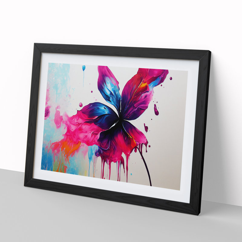 XH1022-6611X Flowers Vol.2 Abstract - Single Picture Frame Painting, 46cm H x 64cm W x 2cm D, Black