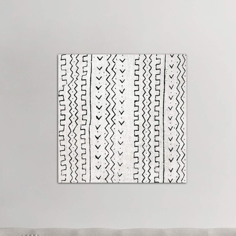 Mudcloth White Geometric Design VI 1 Piece Wrapped Canvas Wall Art, 93.98 cm H x 93.98 cm W x 1.91 cm D