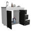 Armoire Ferretti, trois tiroirs, double porte, quatre pieds - blanc / noir
