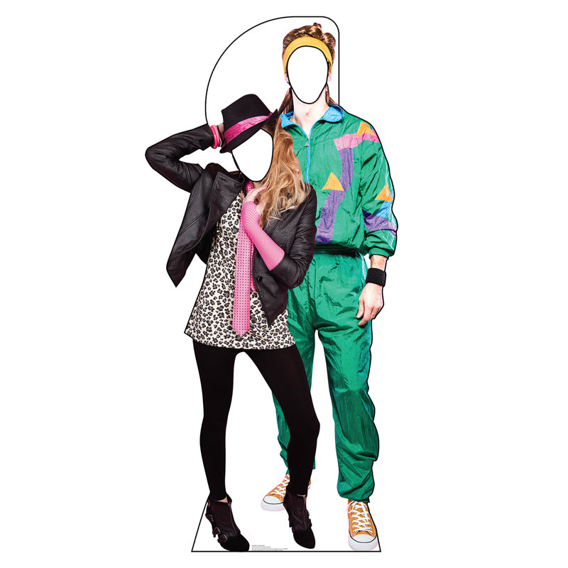 Retro 80s Couple Cardboard Stand-In with Easel