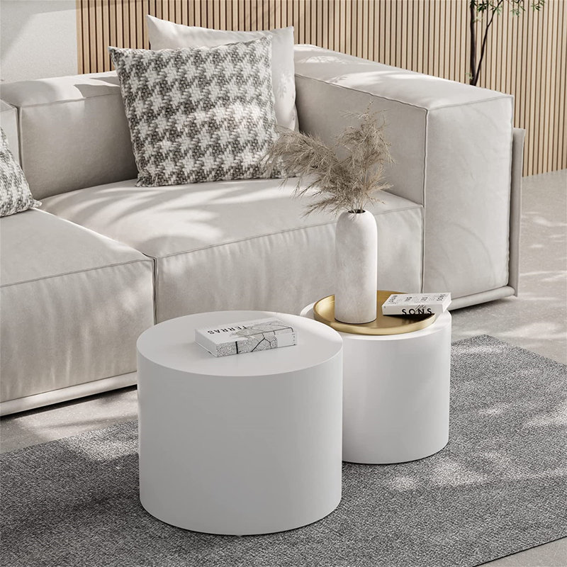 2 tables gigognes avec rangement Kingzton, Blanc