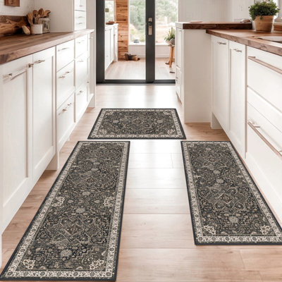 Kitchen Rug 3 Piece Kitchen Floor Mat Boho Pattern Non-Slip Washable