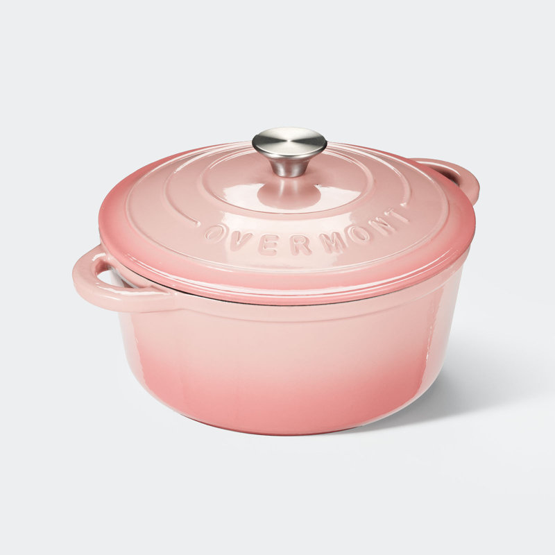 4.5 Qt Enameled Cast Iron Dutch Oven With Lid & Accessories – Pink Cookware For Baking, Roasting & Stews, Pink , 4.5 quarts