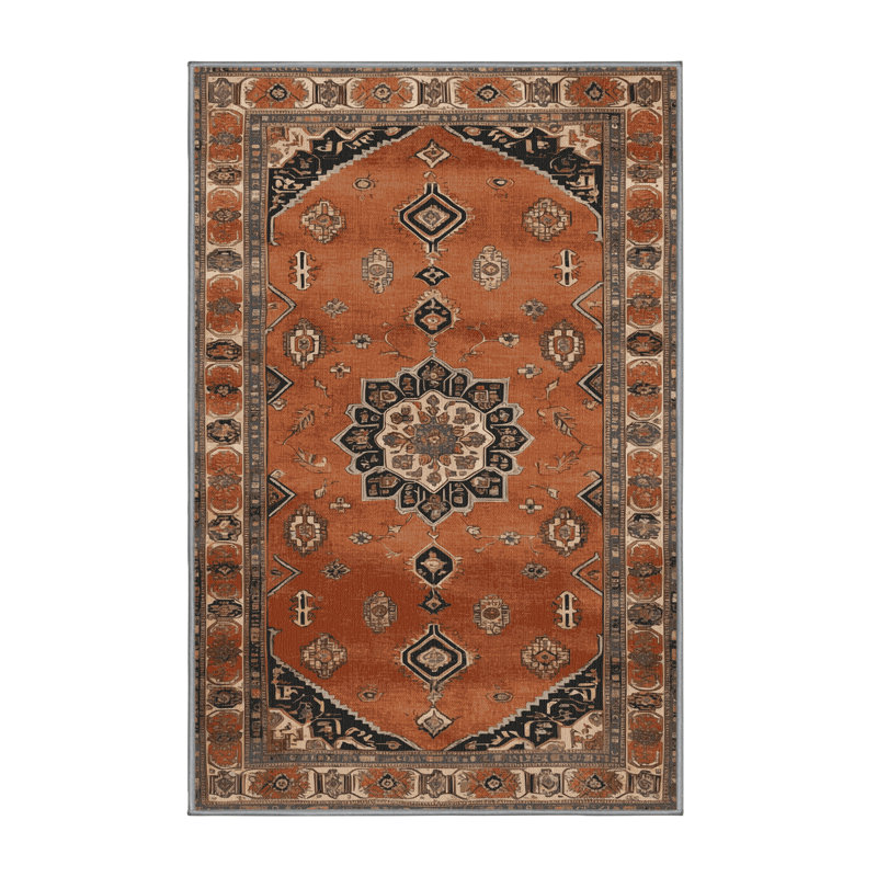 Tapis brun lavable à la machine, Rectangle 5 pi x 7 pi