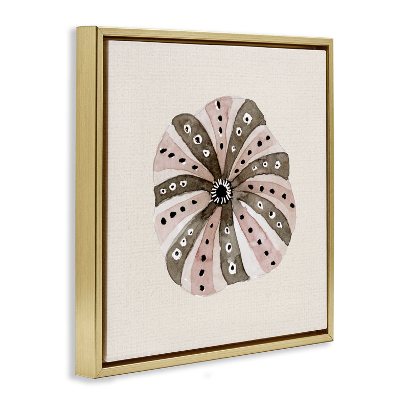 Cadre flottant taupe rayé par oursin, design par Lanie Loreth, H 25 po x l 25 po, Cadre flottant métallique doré