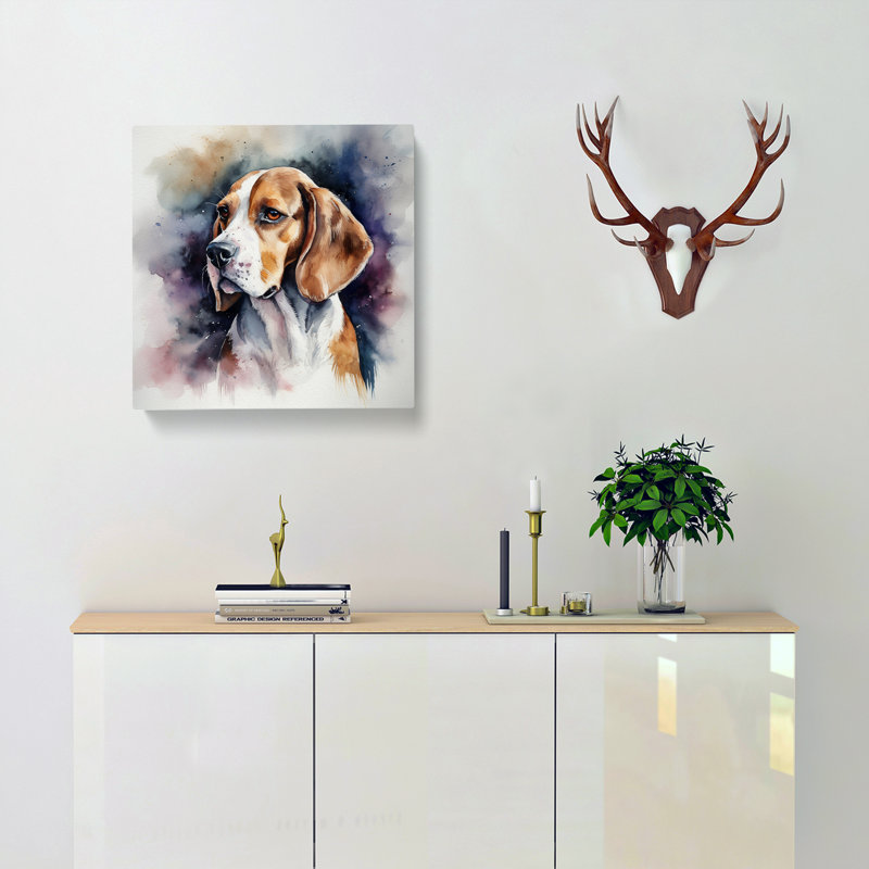 Beagle Watercolour - No Frame Print, 50cm H x 50cm W x 3cm D
