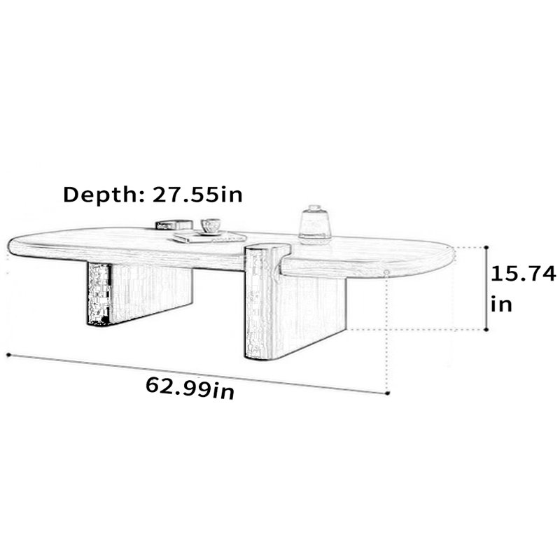 Table basse minimaliste avec coins lisses, H 15,74 po x L 62,99 po x l 27,55 po
