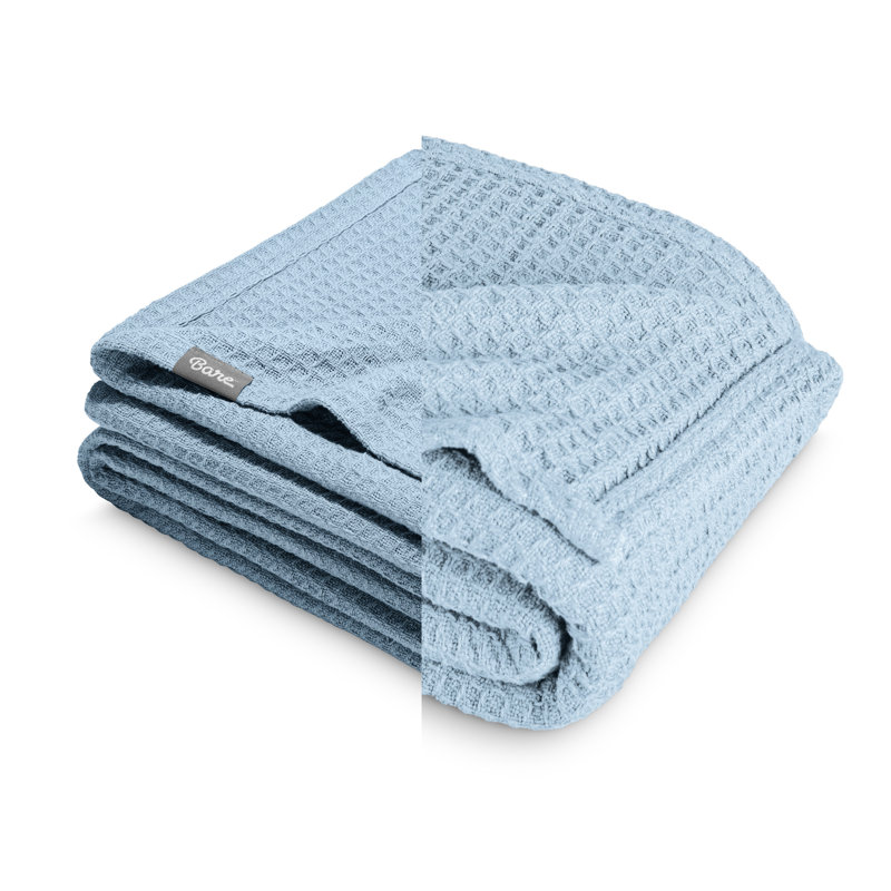 Couverture en coton gaufré, Jeté, Light Blue