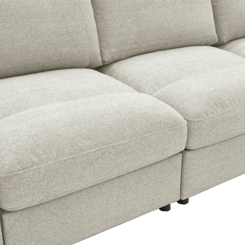 Canapé modulaire réversible avec repose-pieds Anchoretta, Chenille beige