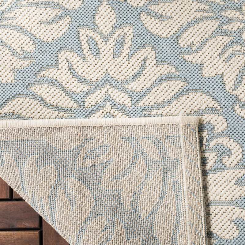 Gipson Indoor/ Outdoor Aqua/Cream Rug, Round 201 cm