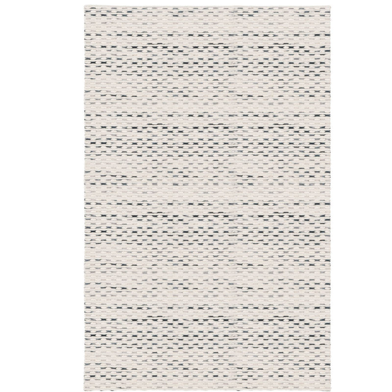  Laureldale Hand Woven Wool/Cotton Abstract Rug in Beige/Blue, Rectangle 3' x 5'