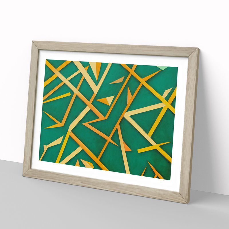 Favourable Abstract - Single Picture Frame Print, 46cm H x 64cm W x 2cm D, Oak