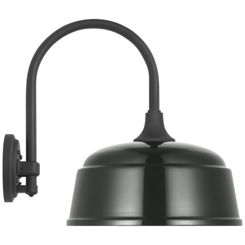 Thomas O'Brien 1 - Light Outdoor Barn Light, Matte Black, 15" H x 16.75" W x 12.5" D, Green