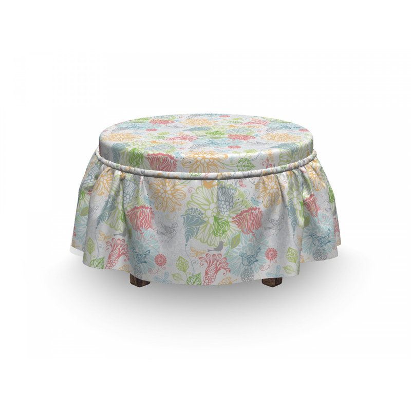 Ensemble de housse pour repose-pieds à coussin de boîte 2 pièces doodle trace flore faune