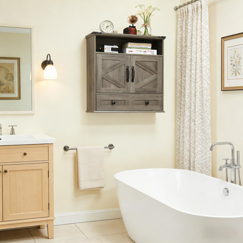 Rangement mural de style maison de campagne pour la salle de bain, la cuisine, la buanderie et le vestibule, Gris