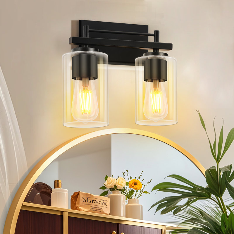 Luminaire de meuble-lavabo moderne avec applique murale élégante pour salle de bain (ampoules non incluses), 2, Noir mat