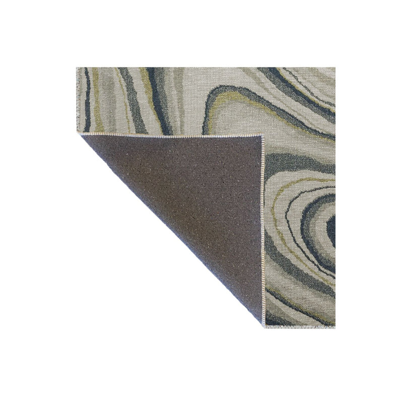 Tapis bleu délavé à motif abstrait bleu, Sous-tapis rectangulaire 4 pi 7 po x 6 pi 7 po inc