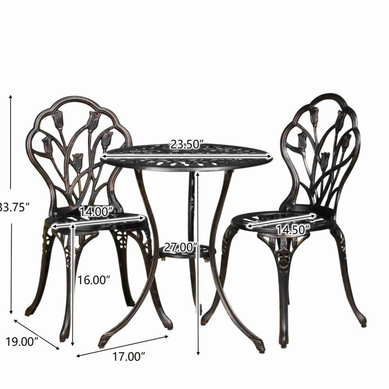 NASSAU CAST 3PC BISTRO SET