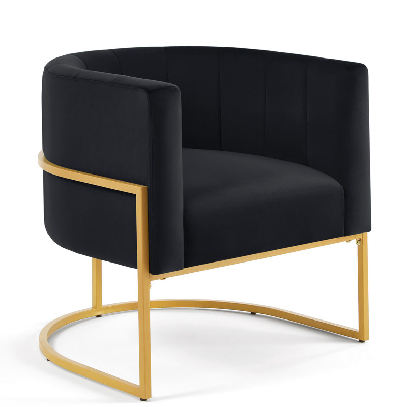 Chaise d'appoint en velours avec structure en métal doré - Élégante pour le salon, la chambre à coucher et le bureau