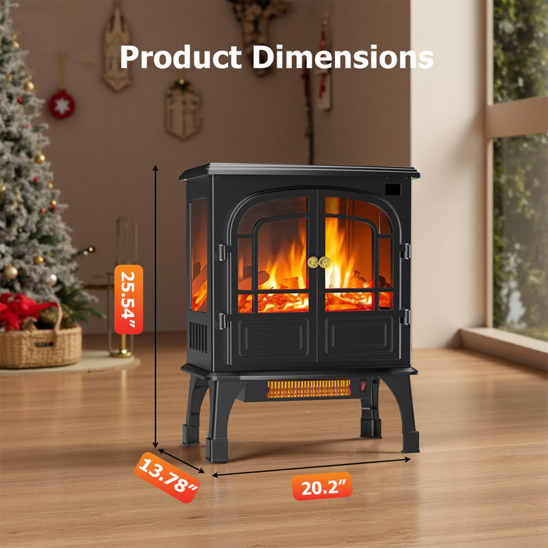 Poêle électrique, chauffage électrique rapide avec luminosité de flamme réglable. Télécommande pour salon, chambre à coucher