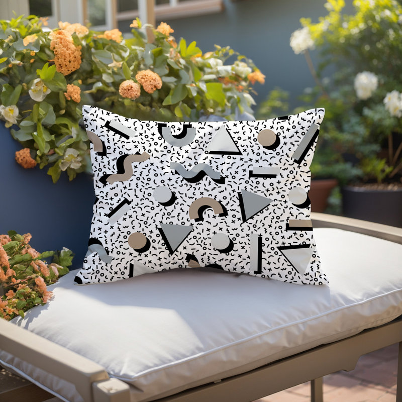 Coussin lombaire réversible intérieur / extérieur Moxo, Rectangle H 14 po x l 20 po, Gris