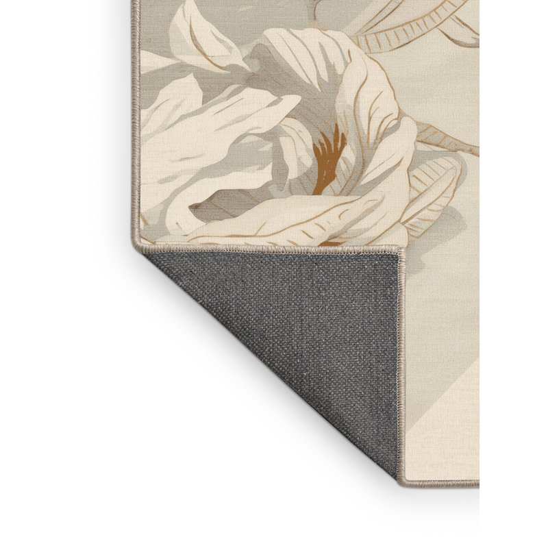 Tapis moelleux moelleux en crêpe de fruits à motif campagnard en beige, 8 x 12