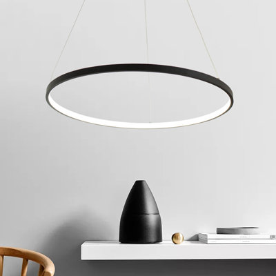 Stockham 1-Light Unique Geometric LED Pendant Circle Ring Chandelier Remote Dimmable