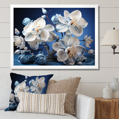 Orchidées blanches et bleues de sérénité - art mural orchidée