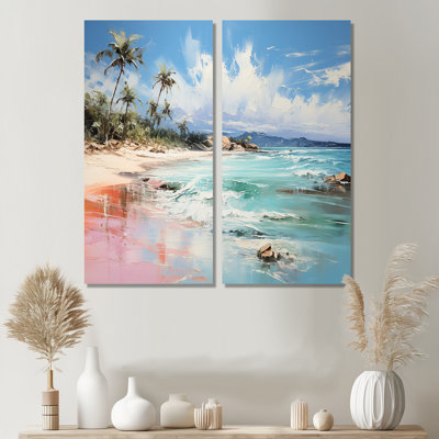 Green Tropical Beach Escape I - Green Canvas Prints 2-Pieces