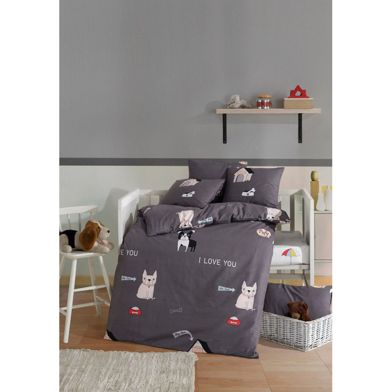 Ensemble de housse de couette 100% coton rose / noir Jagpal